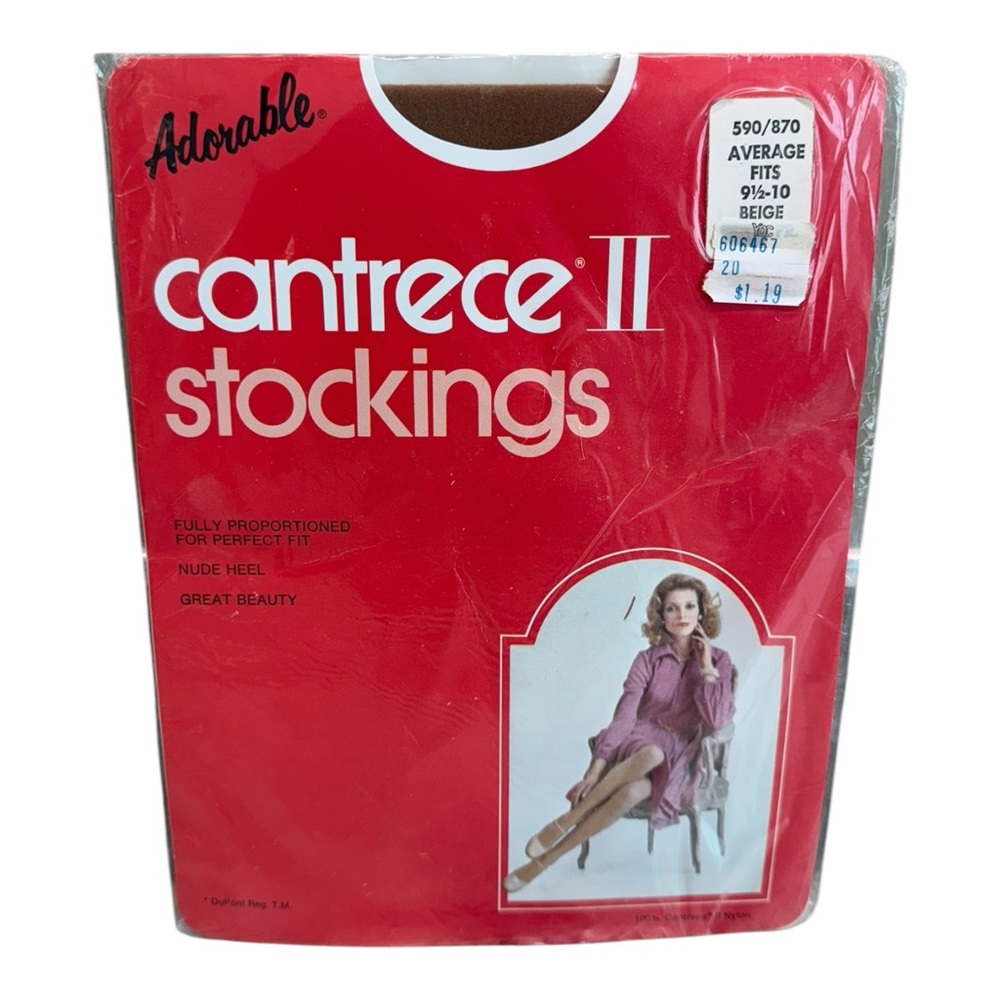 Vintage Adorable Cantrece II Stockings Average Beige 100% Nylon Nude Heel